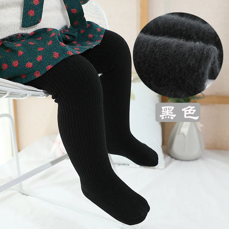 black Новинка; плотные колготки для девочек; сезон осень-зима; 1 предмет; теплая одежда для маленьких девочек; детские чулки; однотонные детские колготки; От 0 до 6 лет - Цвет: black