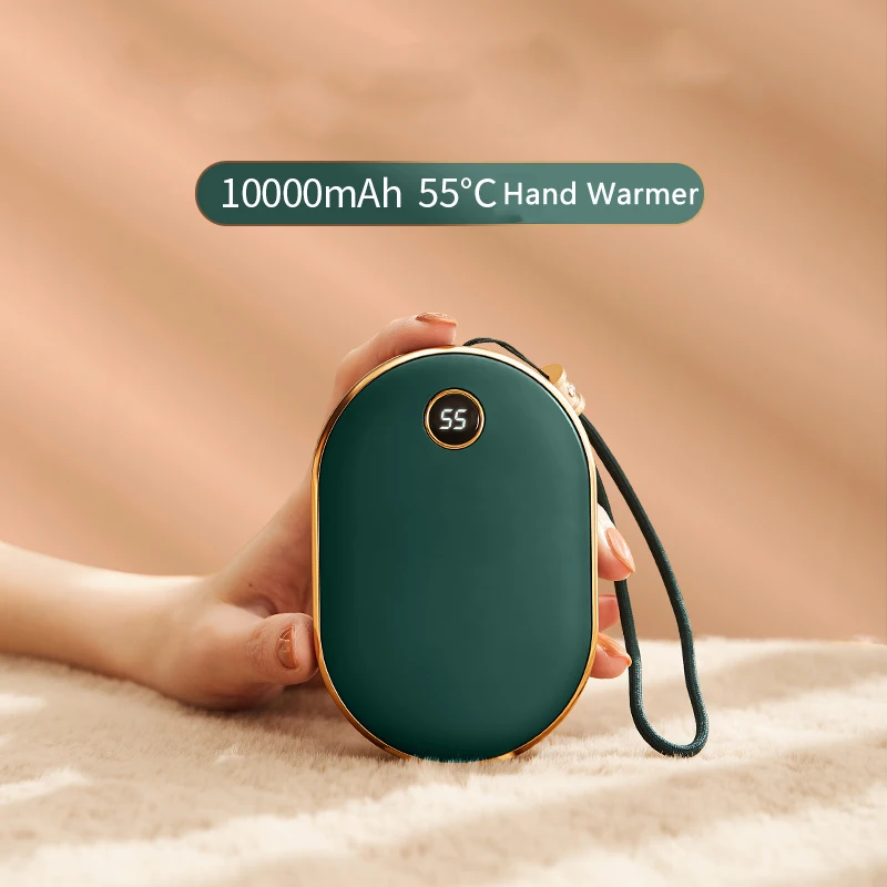 

10000mAh Mini Pocket Powerbank for iPhone 12 Pro Samsung S20 Xiaomi Hand Warmer Power Bank USB Heater Digital Display Poverbank