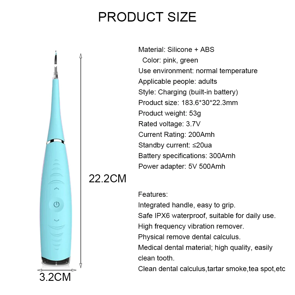 

USB Recharge Vibration Sonic Dental Scaler Tooth Calculus Remover Tooth Stains Tartar Cleaner Tool Whiten Teeth Dropshipping