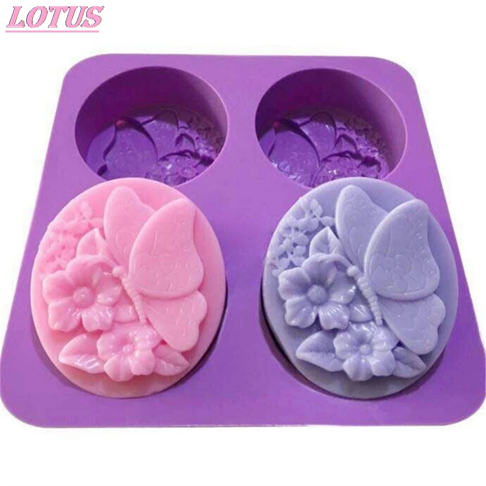 

Love Four Soap Mold Butterfly Cute Flower DIY Handmade Soap Silicone Mold 1PC