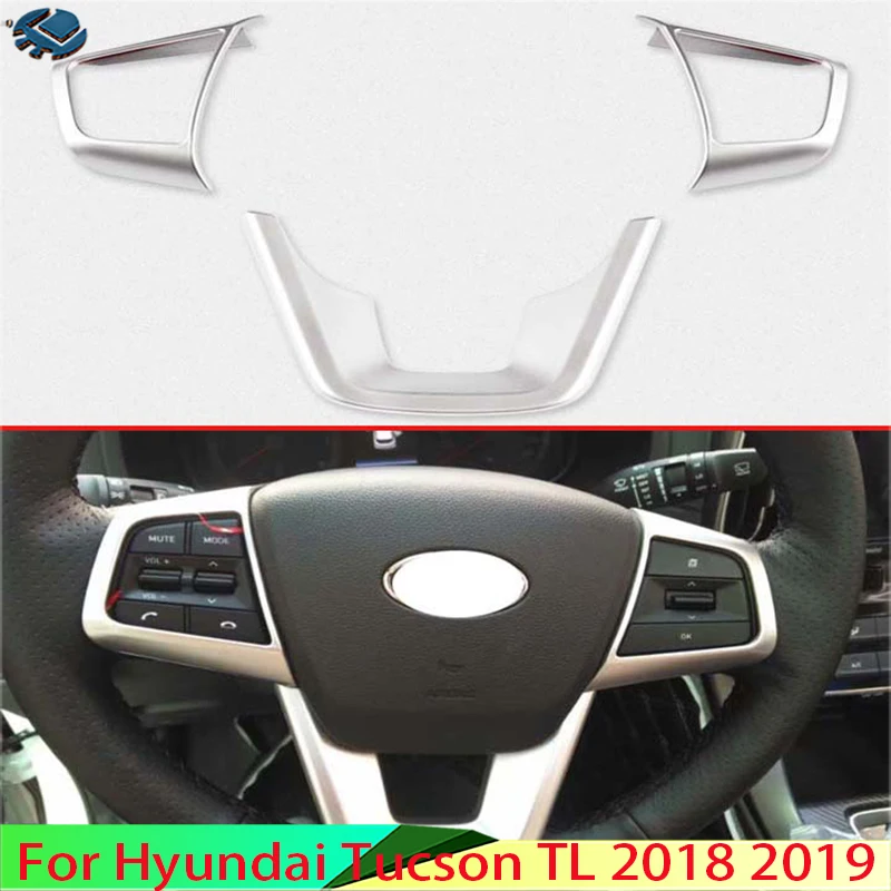 

For Hyundai Tucson TL Car Accessories 2018 2019 ABS Chrome Steering Wheel Panel Cover Bezel Trim Insert Badge Molding Garnish