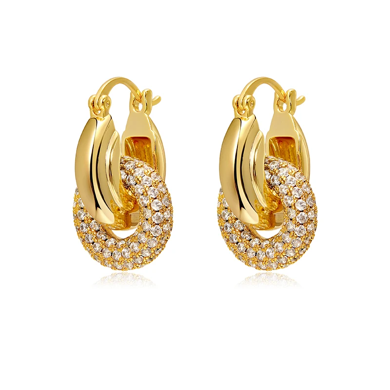 

HANGZHI 20SS New Quality Simple Metal Temperament buckle dual Drop Earrings Pendant Earring for Women Girls Jewelry Retro Gift