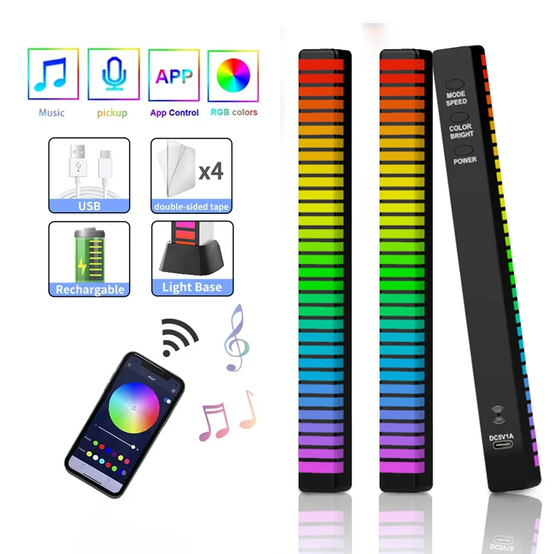

RGB LED Sound Control Light Music Pickup Rhythm Ambient Atmosphere Lamp Backlight Night Light Lamp For Bar Car Home Decoration