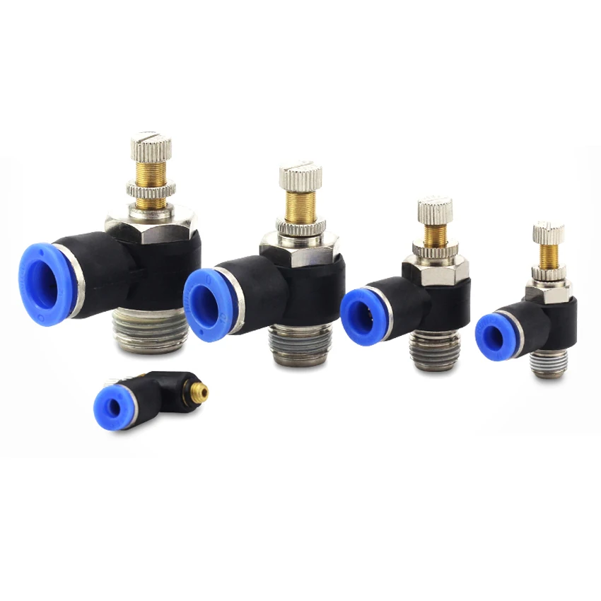 

SL air speed regulating throttle valve, M5 ", 1 / 8", 1 / 4 ", 3 / 8" and 1 / 2 ", 4 / 6 / 8 / 10 / 12mm quick tire joint