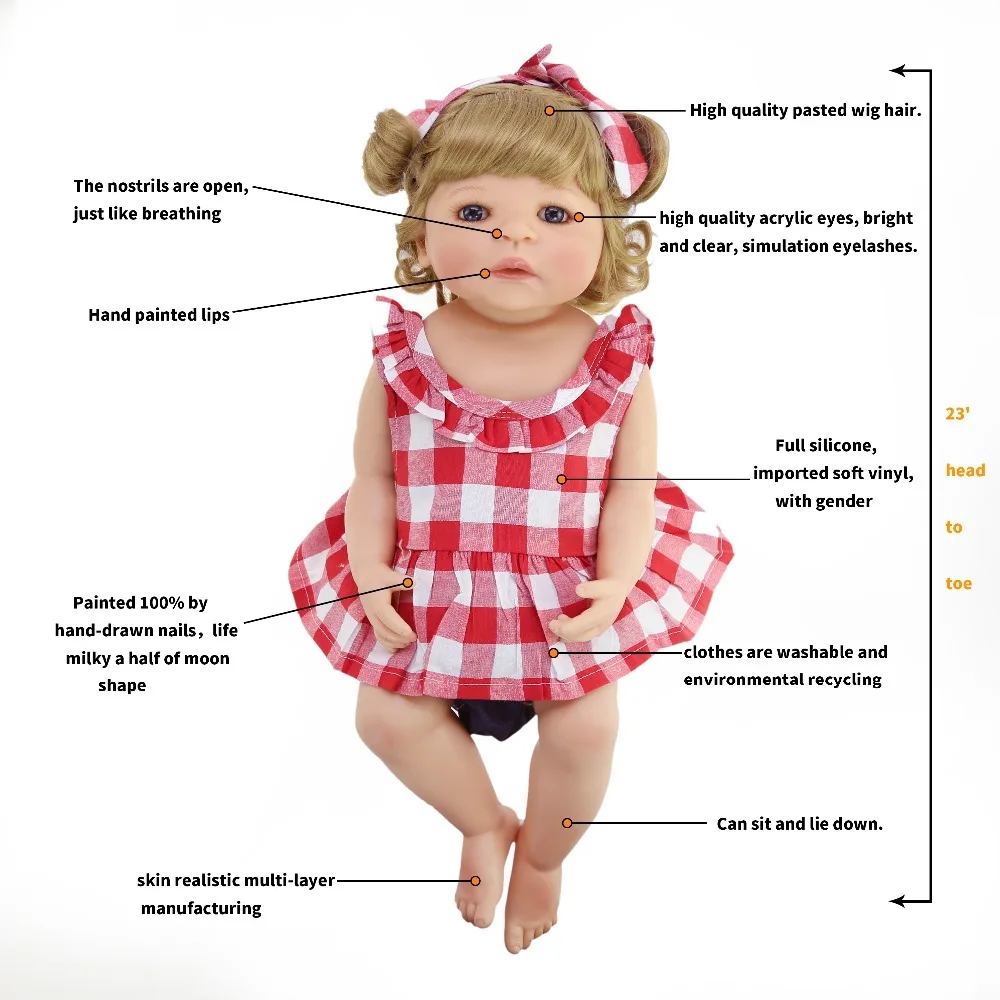 Bebes Reborn doll 57 см полная силиконовая кукла для тела девочка Reborn Baby doll игрушка для ванны Реалистичная новорожденная принцесса NPK Bonecas Menina