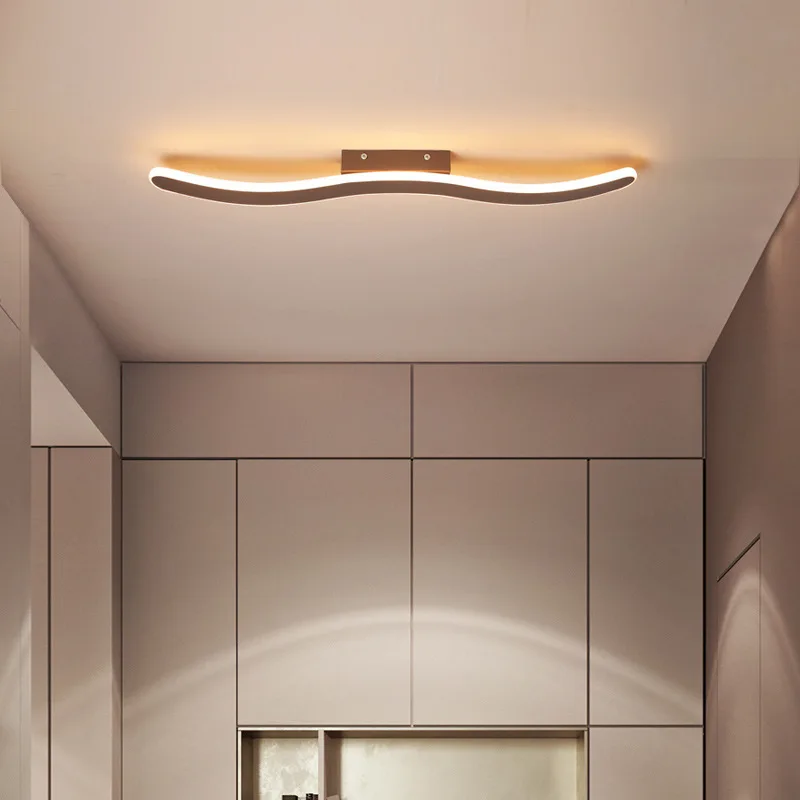 Corridor Led Ceiling Lamp Nordic Modern Minimalist Aluminum Wave Shaped Light Living Room Lights Ceiing Fixture Black | Лампы и