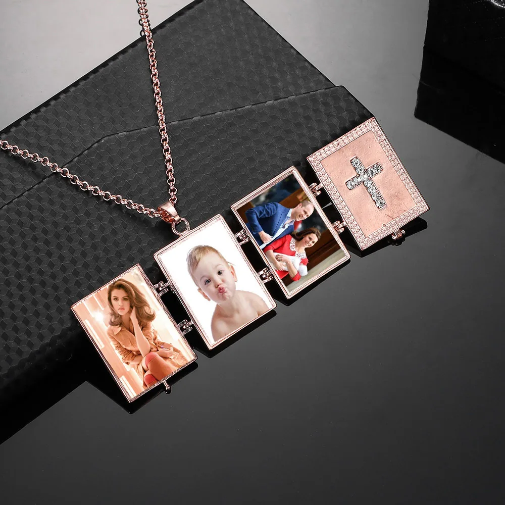 Женский кулон с 4 фотографиями многофункциональное ожерелье плавающими