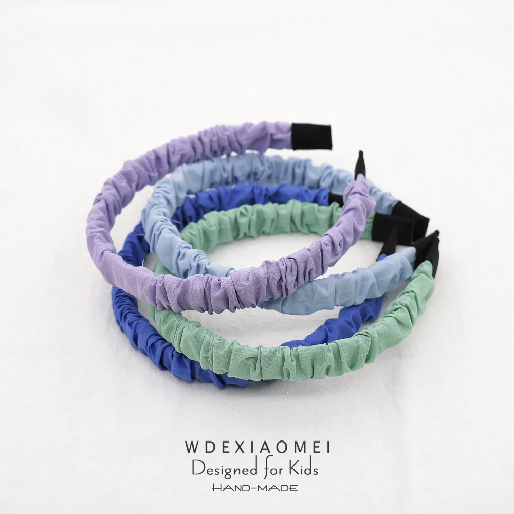 

Повязка на голову детская однотонная, для девочек, повязка на голову из мятой ткани, аксессуары для волос, модная повязка для волос