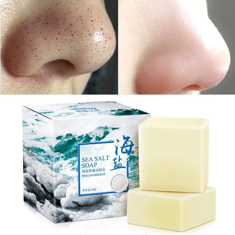

100g Removal Pimple Pore Acne Treatment Sea Salt Soap Cleaner Moisturizing Goat Milk Soap Face Care Wash Basis Soap