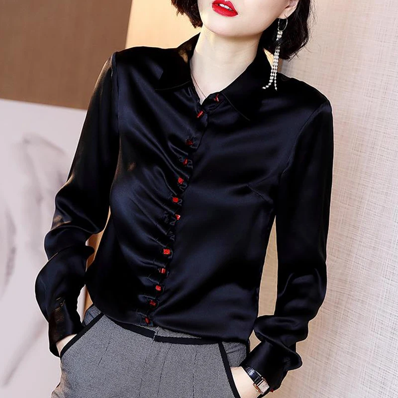 Блузка женская демисезонная с длинным рукавом на пуговицах|Блузки| |