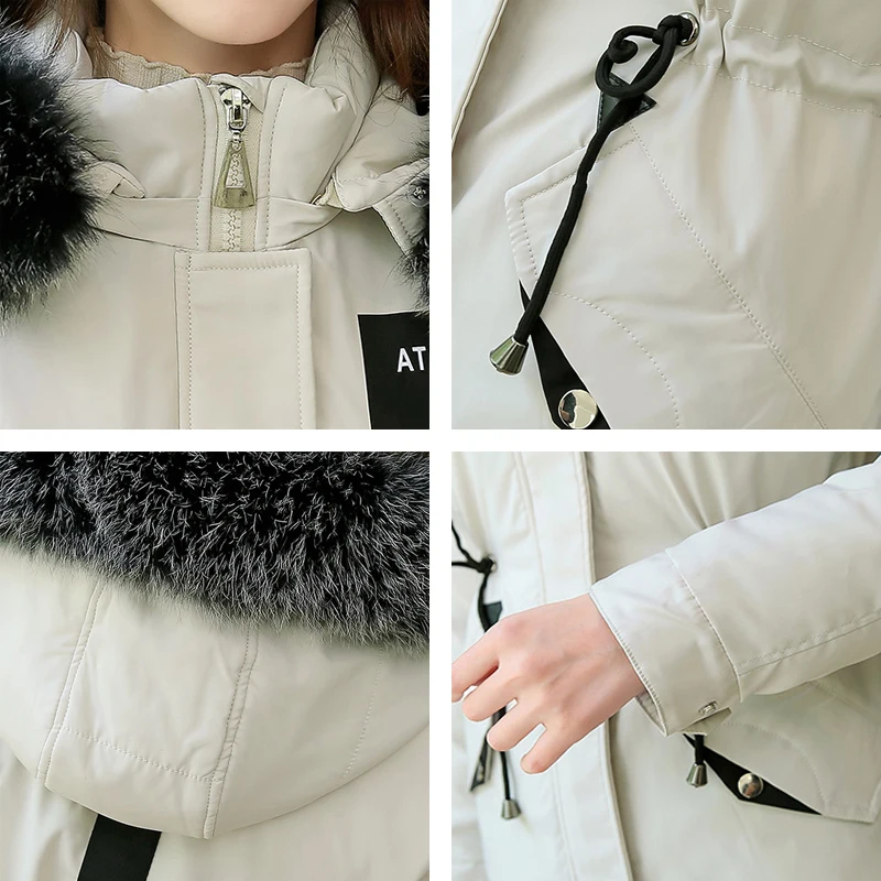 Женское зимнее пальто большого размера длинная парка из хлопка с капюшоном и