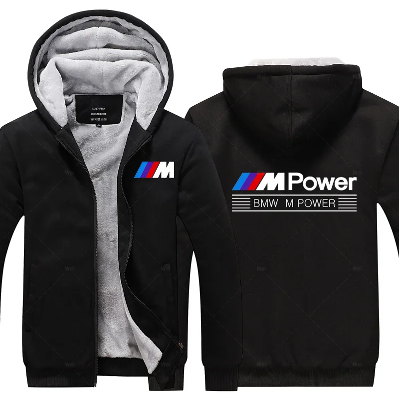 

2021 BMW M Power Tracksuit Male Thick Hoodies Casual Fashion High Quality Hooded Slim Winter Outwear Warm Jacke Men's Clothing