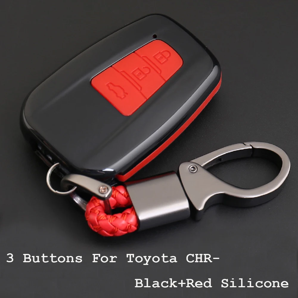 

New Carbon Fiber Silicone Car Key Case Cover Shell For Toyota CHR C-HR Prado Prius Camry Corolla RAV4 2017 2018 2019 Accessories