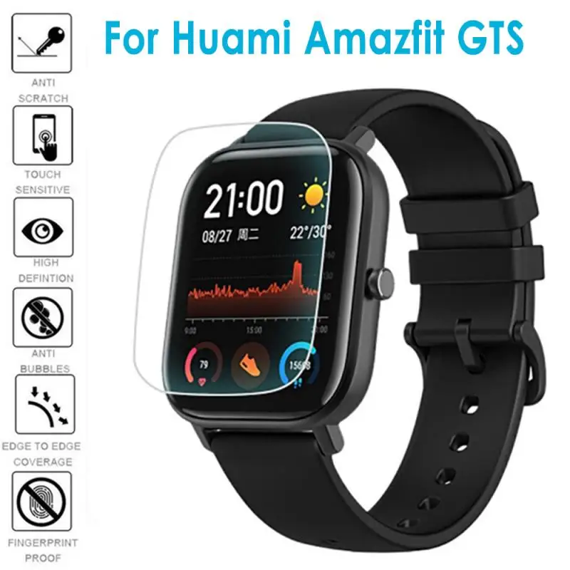 3pcs smartwatch tempered glass protective film guard for amazfit gts smart watch toughened display screen protector cover free global shipping