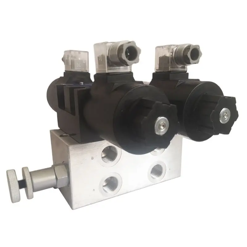 1 manera 2 3 multi-hidr&aacute;ulica distribuidor 12 24V cuerpo de aluminio lado cosechadora de control el&eacute;ctrico-1