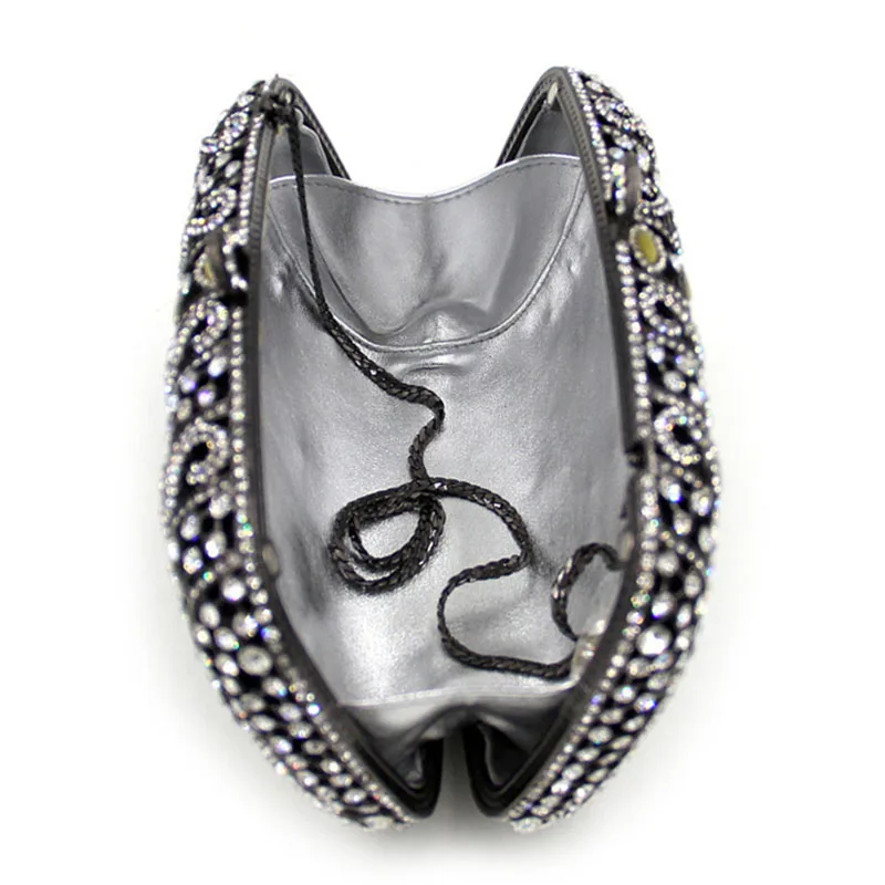 

XIYUAN White Crystal Evening Bag Handbag Yellow Rhinestone Silver Metal Party Bag Wedding Bridal Lady Dinner Banquet Purses