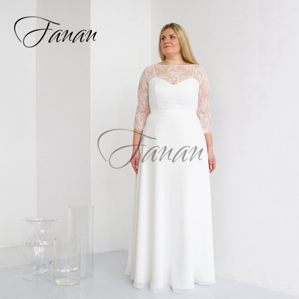 Прозрачные Свадебные платья с глубоким круглым вырезом кружевное шифоновое