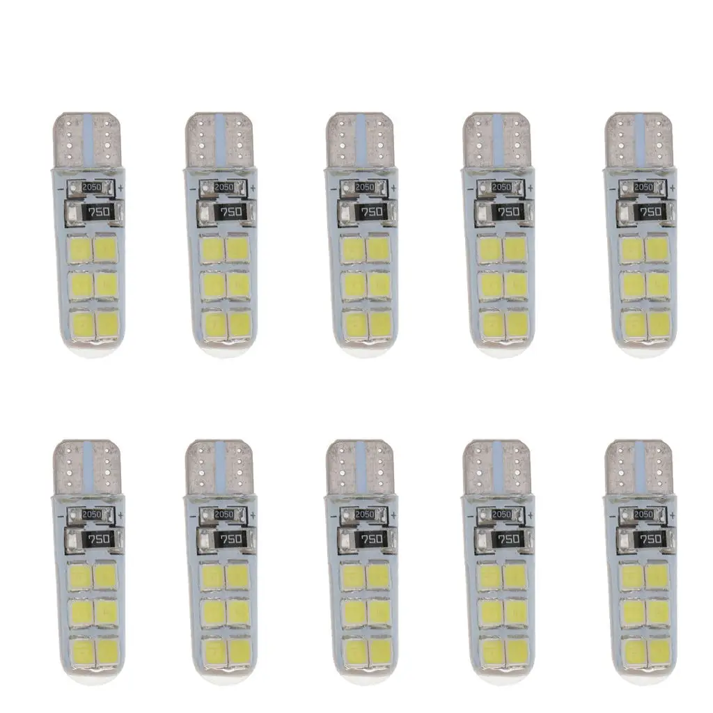 

10 шт., белые светодиодные светильник пы T10 12 SMD W5W 194 2838 для автомобиля
