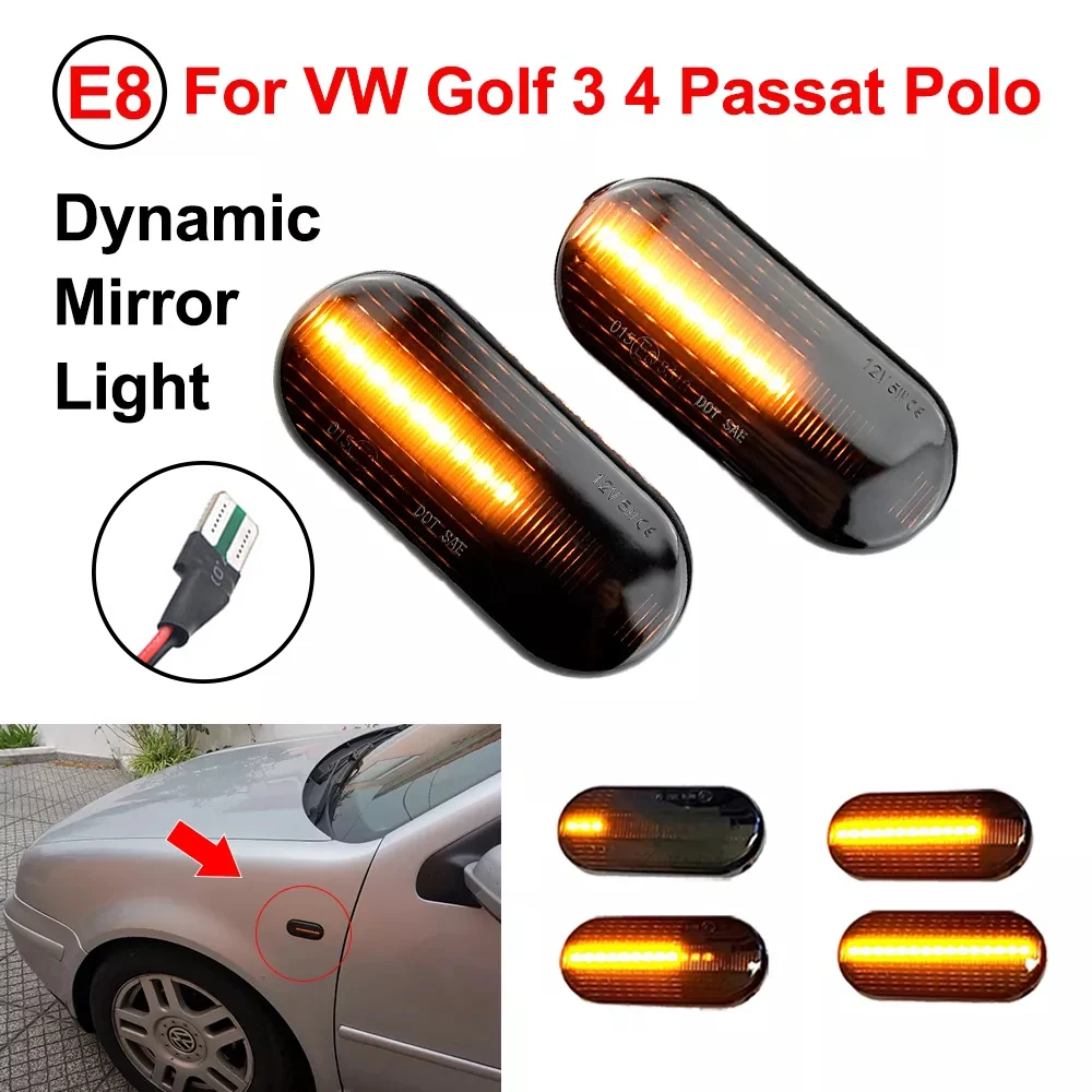 2X Dynamic Led Turn Signals Side marker light Lamp for VW Volkswagen Bora Golf 3/4 Passat 3B Polo 6N Sharan Vento T5 SEAT Ibiza