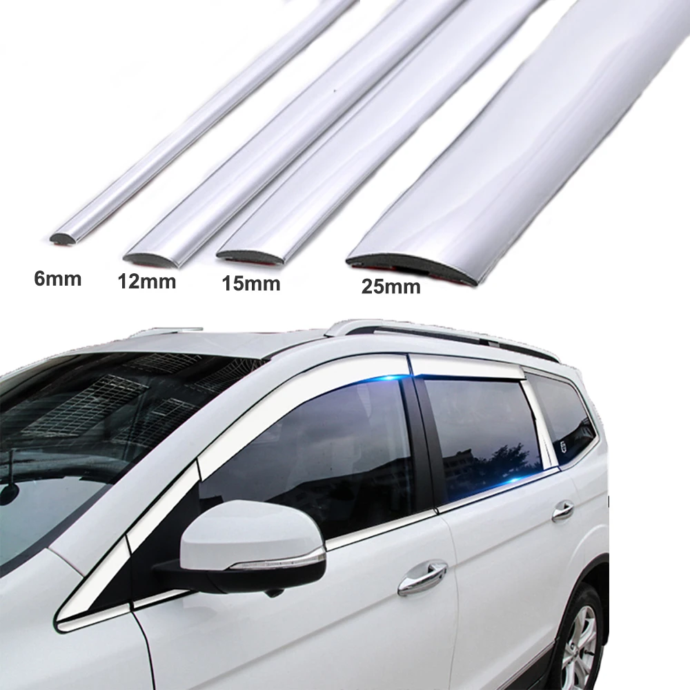 Декоративная хромированная лента для окна автомобиля 15 м ПВХ цвет в ассортименте