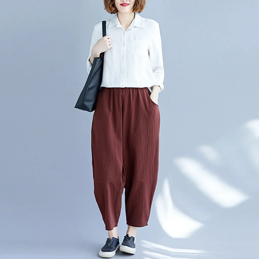 Осень-зима 2019 вельветовые брюки женские с высокой талией и карманами женская