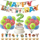 Набор Cocomelon воздушные шары с 40-дюймовый светодиод номер шары из латекса фон с флагами точками для День рождения баннер вставка для торта Декор ТВ Показать игрушки для формирования для детей