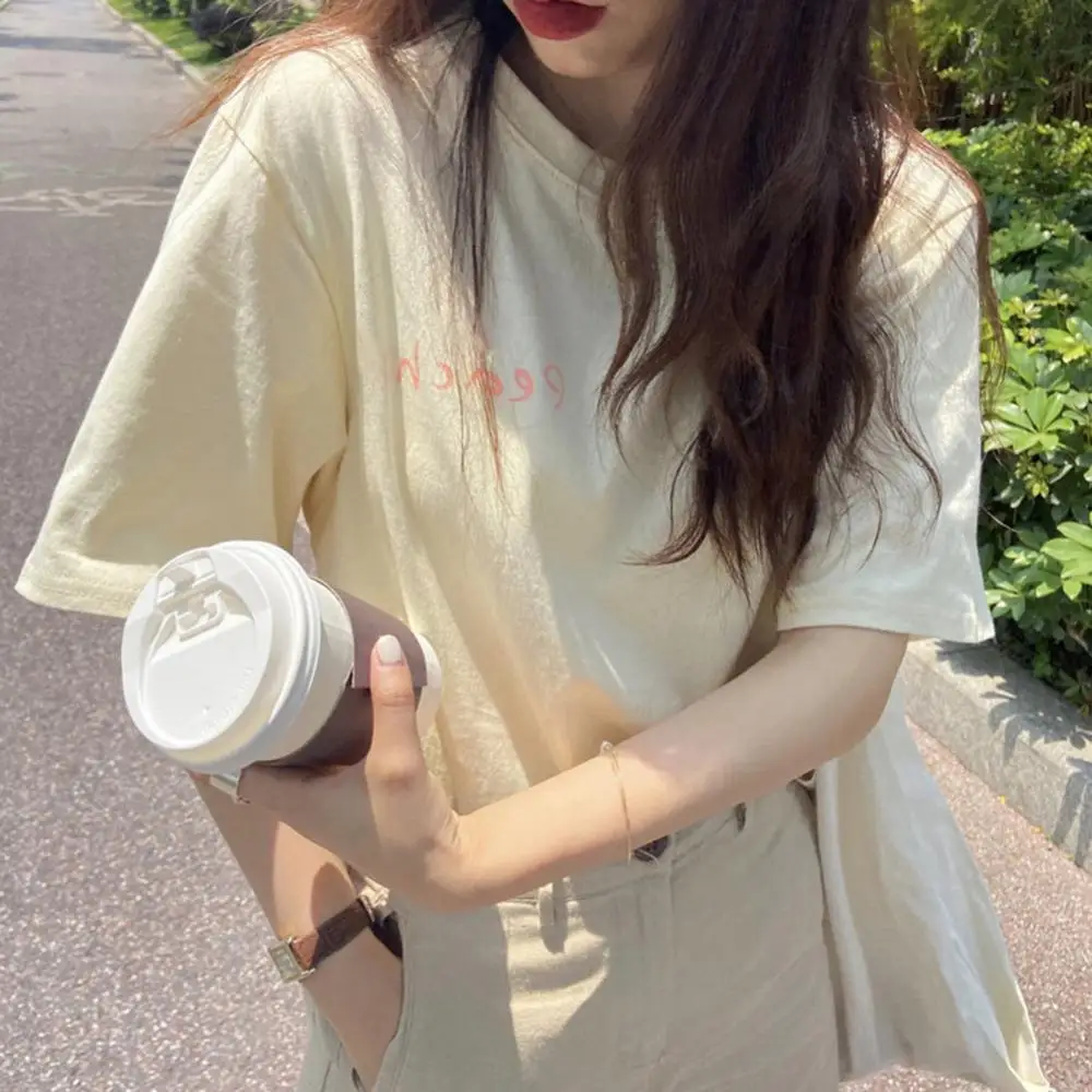 

Women Summer Cartoon Fruit Stylish Casual O Neck Fruit Print Cotton Short Sleeves Plus Size T-shirt Female Tees Tops