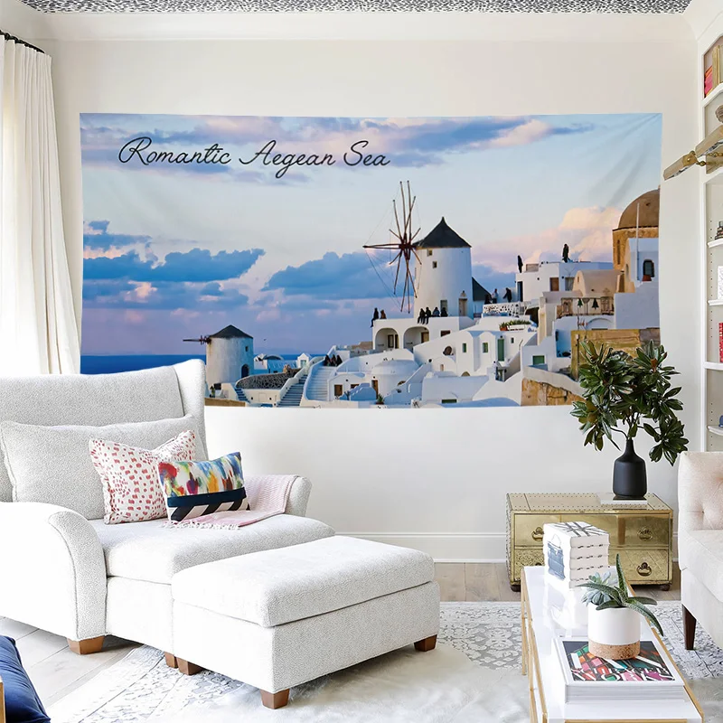 Пейзаж гобелен с морской тематикой психоделические картинки звездного неба Луны