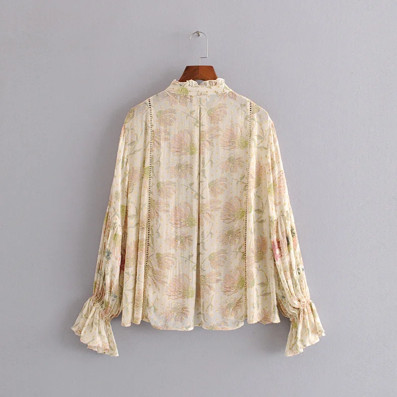 KHALEE YOSE блузка с цветочной вышивкой осенняя шифоновая принтом рубашка длинным