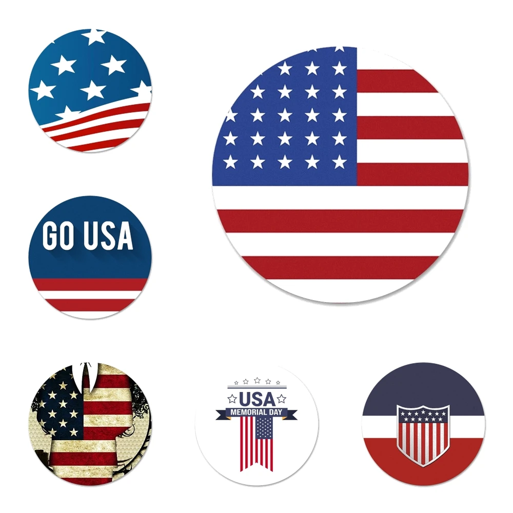 Значки для искусства в полоску, США, американский флаг, значки, значки, металлические значки для искусства, 58 мм