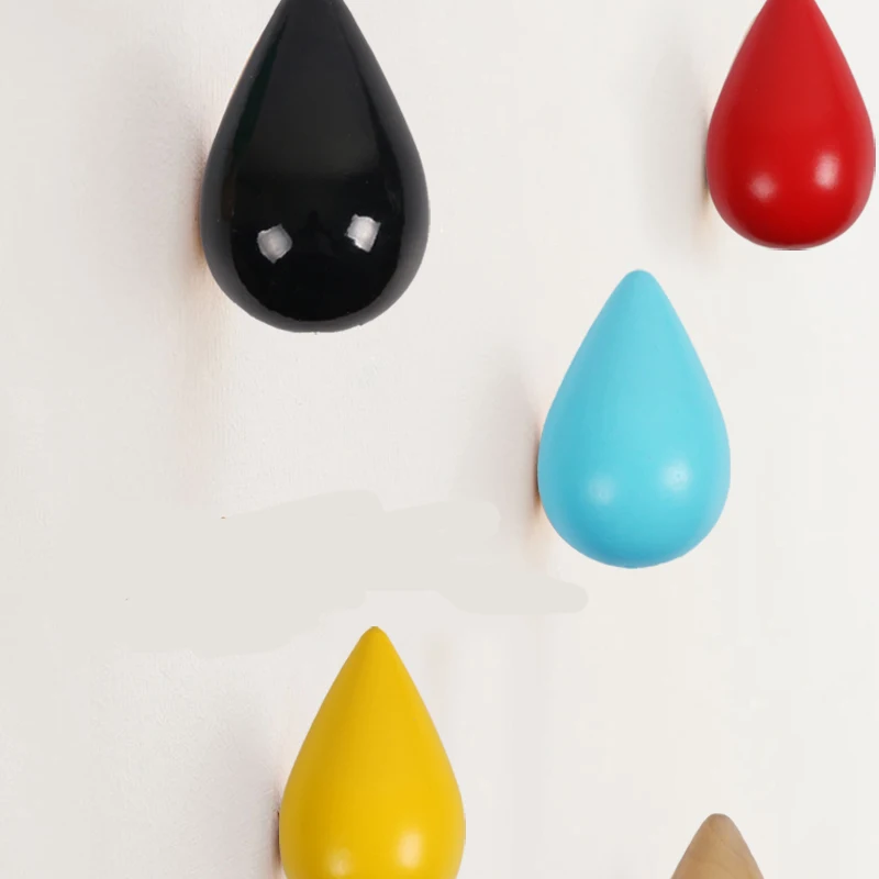 

Water Drop Shaped Wall Hook for Door Back Wall Wood Key Hanger Holder Decorative Hooks Handbag Hat Clothes Wooden Hook