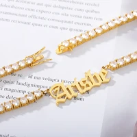fashion stainless steel jewelry custom name necklace with zircon chain accessories charming choker punk girl boy gift wholesale