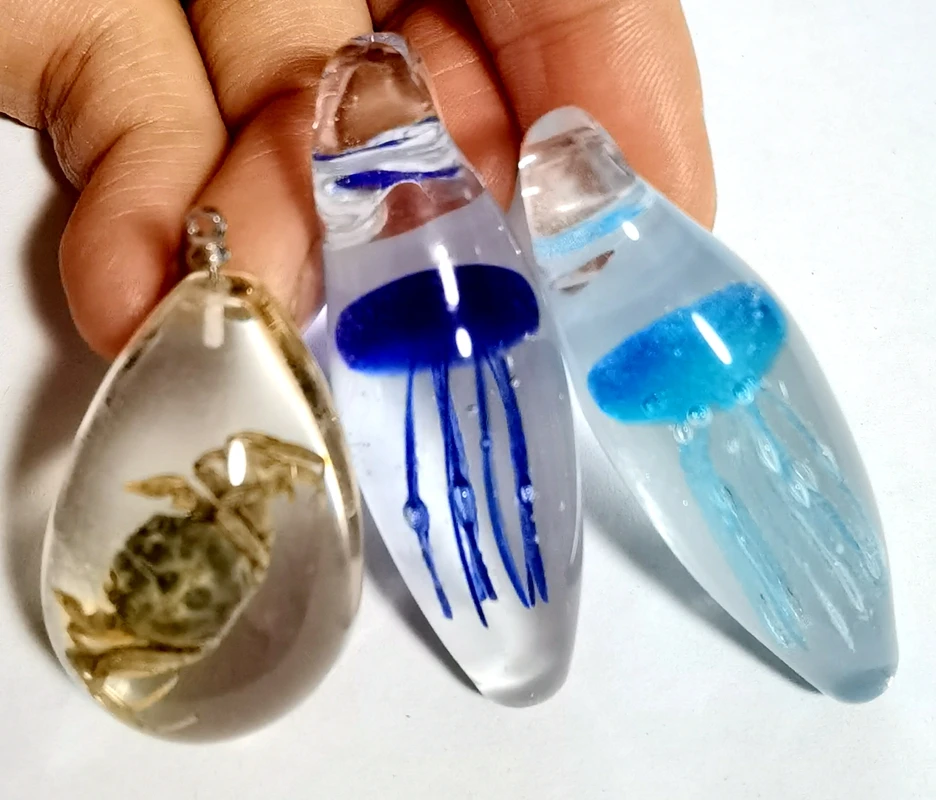 3 шт. подвеска ручной работы настоящий краб насекомое стекло медуза цветной