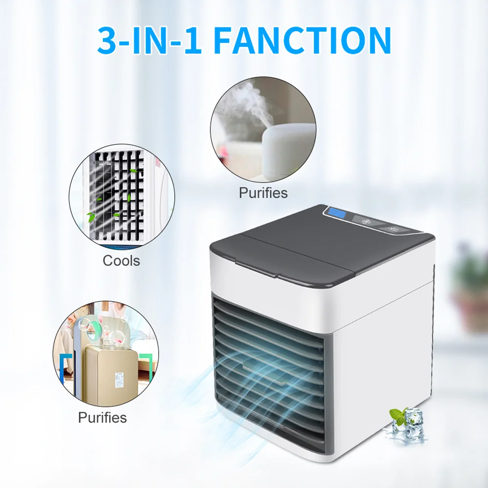 Mini Air Conditioner Cooler Fan 7 Colors Light USB Portable 3 Gear Personal Space Cooling For Home |