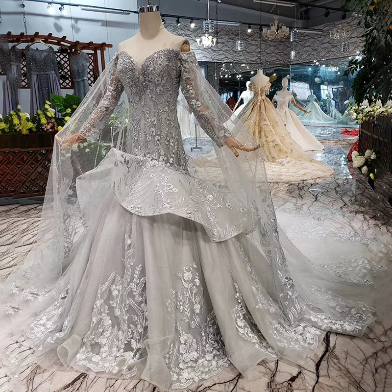 HTL183 Русалка Формальные женские вечерние платья с длинным накидкой рукавом Милая