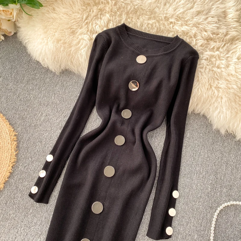 Женское трикотажное платье на пуговицах С АСИММЕТРИЧНЫМ ПОДОЛОМ | Женская одежда