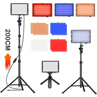 led photo studio lamp photography video light panel lighting kit with tripod stand rgb filters for shoot live streaming youbube