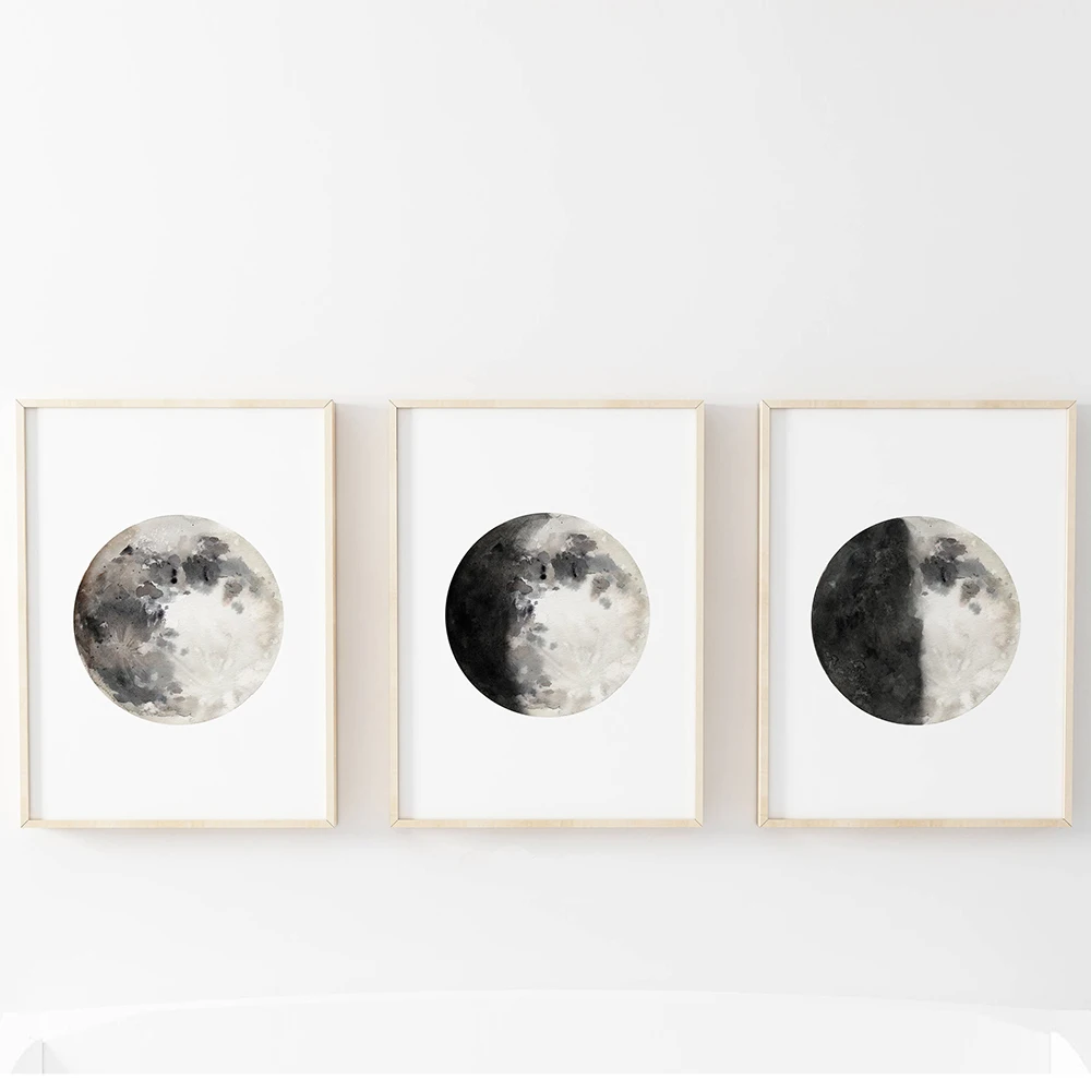 

Wales Poster Realist Landscape Canvas Painting Nordic Art Print Moon Phases Wall Black And White For Living Room Home Decor