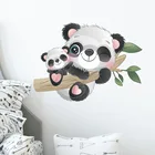 Настенные стикеры в виде милой панды для детской комнаты, водонепроницаемые настенные украшения, обои, самоклеящаяся пленка, виниловые наклейки для украшения дома