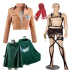 Японский костюм с капюшоном атакующий титана плащ Маки масонский разведчик корпус комплект ремней Косплей Костюм Аниме зеленая шаль белые брюки шарф