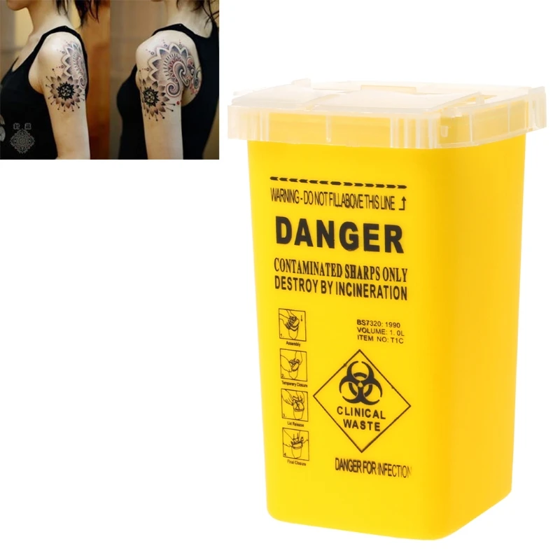 

Tattoo Plastic Sharps Containers Needles Disposal 1L Waste Box