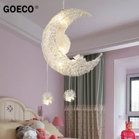 led moon pendant light ceiling chandelier for bedroom kids room home indoor decoration hanging lamp 15w 220v
