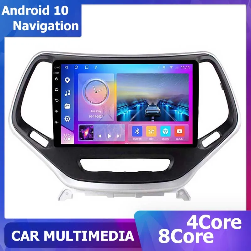 

10 inch Auto Radio Android 10 for Jeep Cherokee 5 KL 2013 2014 2015 Sat Navi 6+128G carplay 1280*720 DSP Multimedia player 2Din