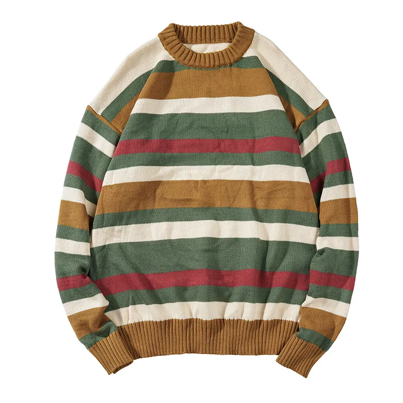 

ICPANS Hip Hop Mens Sweaters Striped Cotton Wool Streetwear Oversized Loose Pullovers Sweater For Men 2019 Autumn Spring Kintted