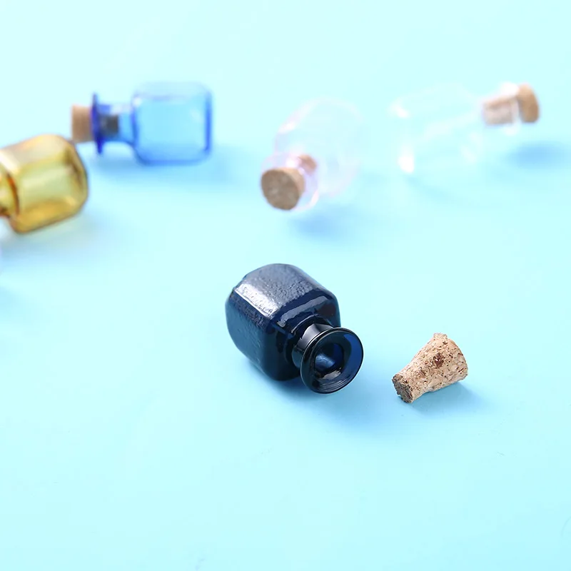 7 шт./компл. Мини Стеклянная бутылка прямоугольник милые крошечные баночки