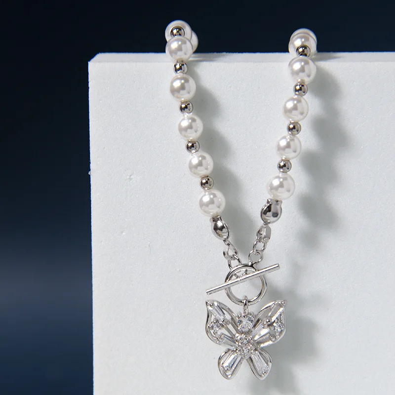 

Silvology 925 Стерлинговое Серебро Циркон в форме сердца, украшенная бабочками и бусинками колье для женщин элегантные роскошные ожерелье 2020 тем...