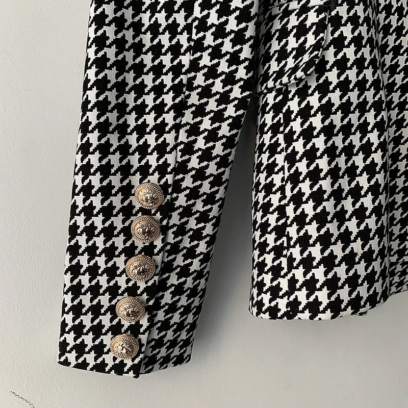 

New States hot style 2019 female double breasted jacket coat metal small suit the lion deduct plover cultivate morality