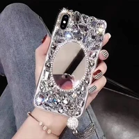 bling luxury glitter back cover diamond decorated rhinestone mobile phone case with mirror for iphone 12 12pro 12pro max 11 xr x
