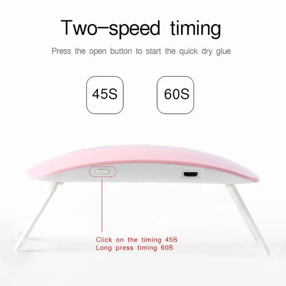 

2color Portable 6W Nail Dryer Machine 6 LED UV Lamp Micro USB Dryer Varnish Gel Nail Nail UV Dryer Home Art Tools Cable Nai L9Y3