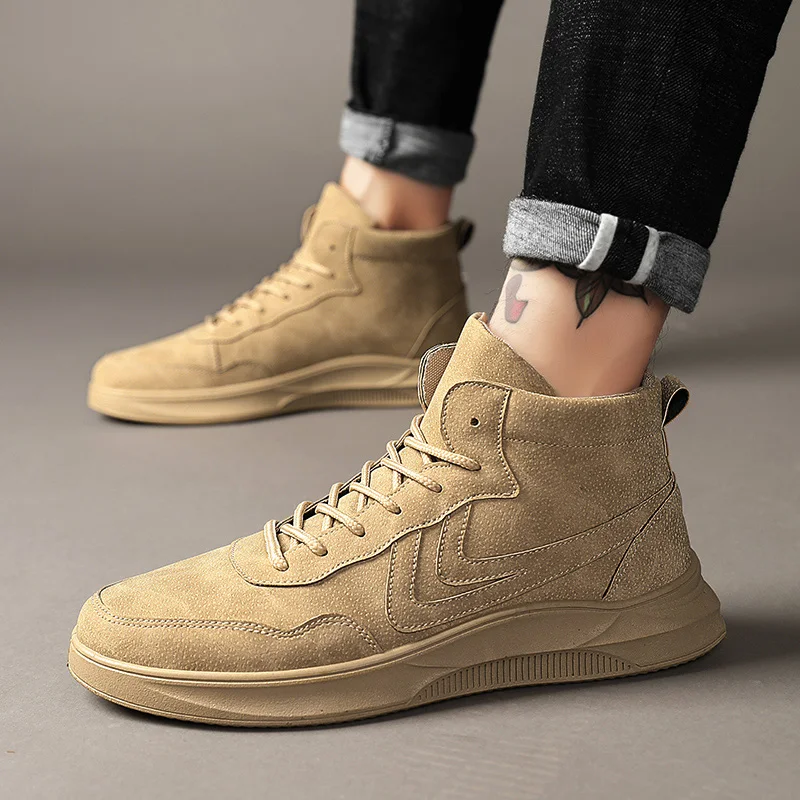 

2019 White Winter Footwear Lace-Up Casual Shoes Winter Boots Men Waterproof Leather Boots Men High Top Shoes Man *H567